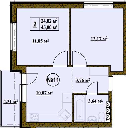 Планування 2к 46м²